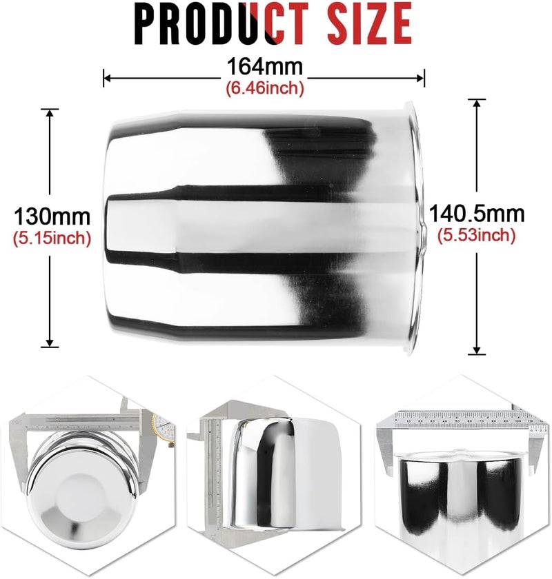 RTRHINOTUNING 4PCS 5.15" 130mm Push Through Center Caps Wheel Hub Caps for 5.15in Truck Trailer Wheel Center Holes 6.46" Height Chrome - Image 2